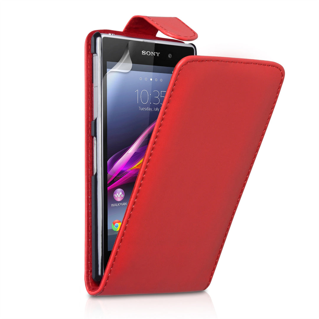 YouSave Accessories Sony Xperia Z1 Leather Effect Flip Case - Red