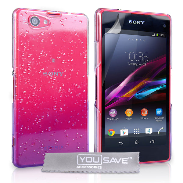 YouSave Sony Xperia Z1 Compact Raindrop Hard Case - Purple-Clear