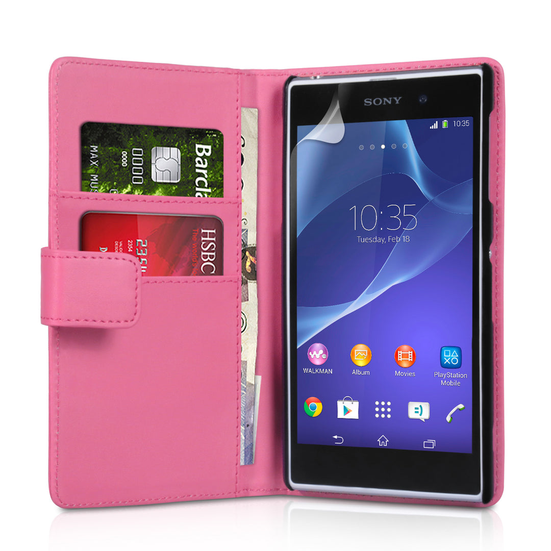 YouSave Sony Xperia Z2 Leather-Effect Wallet Case - Hot Pink