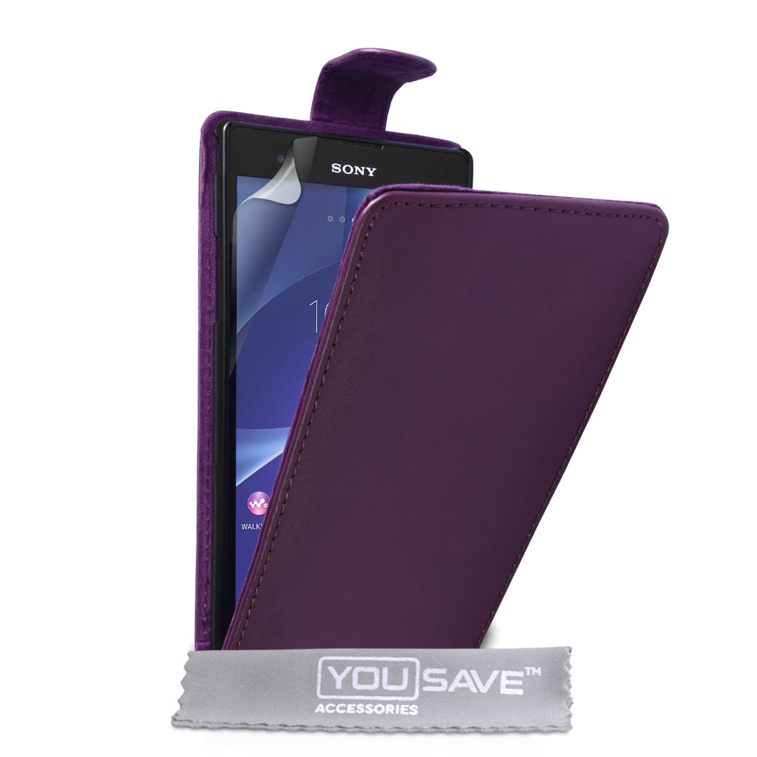 YouSave Sony Xperia T2 Ultra Leather-Effect Flip Case - Purple