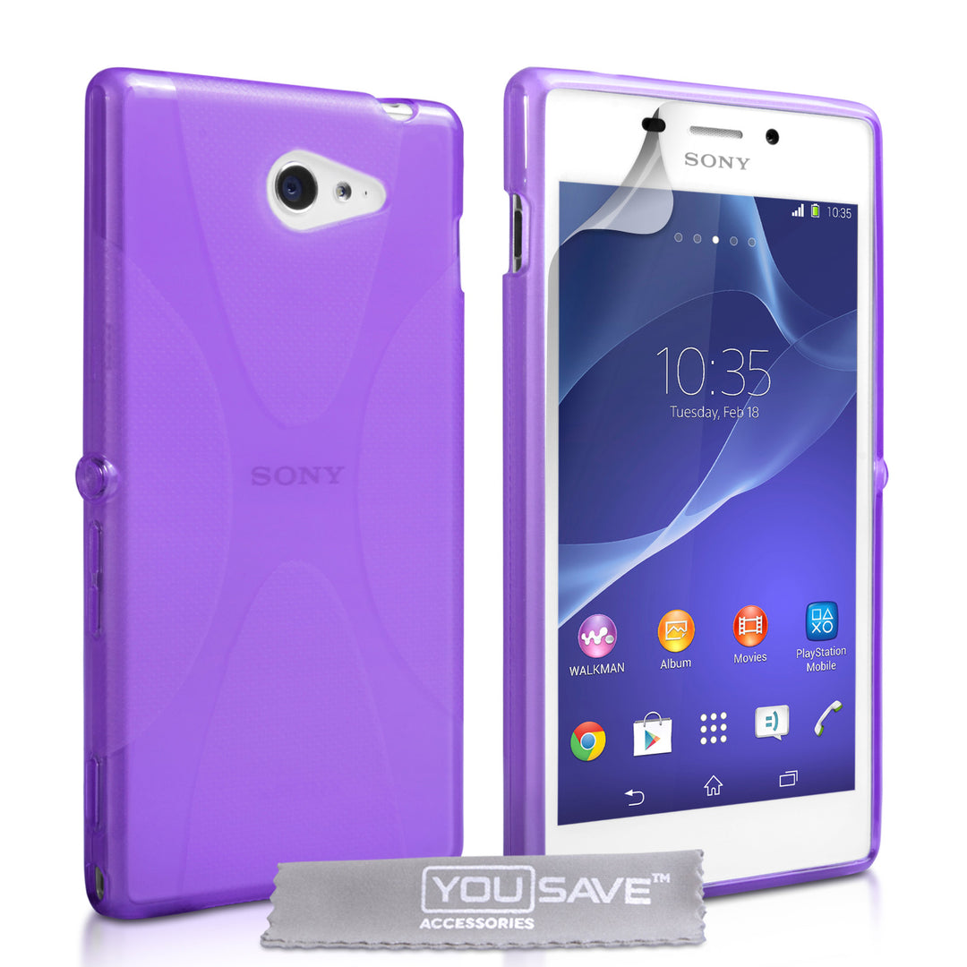YouSave Accessories Sony Xperia M2 Silicone Gel X-Line Case - Purple