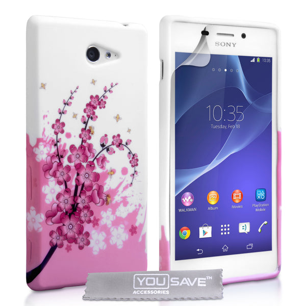 YouSave Accessories Sony Xperia M2 Floral Bee Silicone Gel Case
