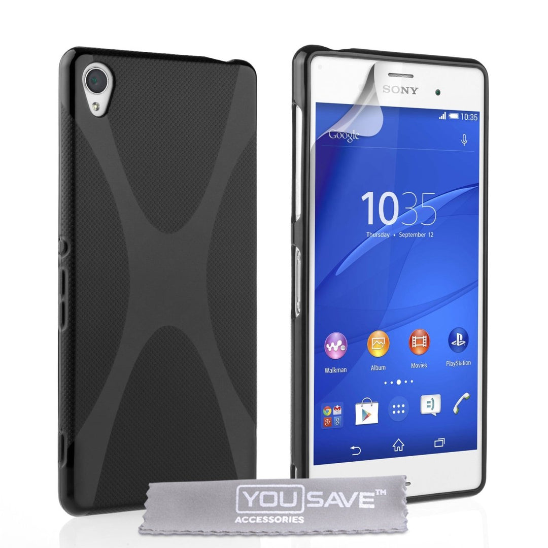 Yousave Accessories Sony Xperia Z3 Silicone Gel X - Line Case - Black - Mobile Madhouse