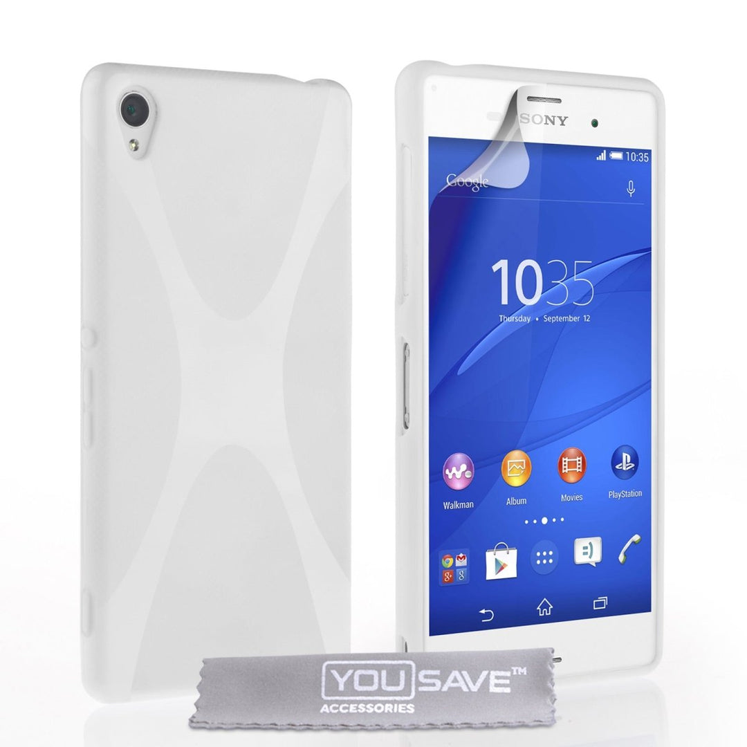 Yousave Accessories Sony Xperia Z3 Silicone Gel X - Line Case - White - Mobile Madhouse