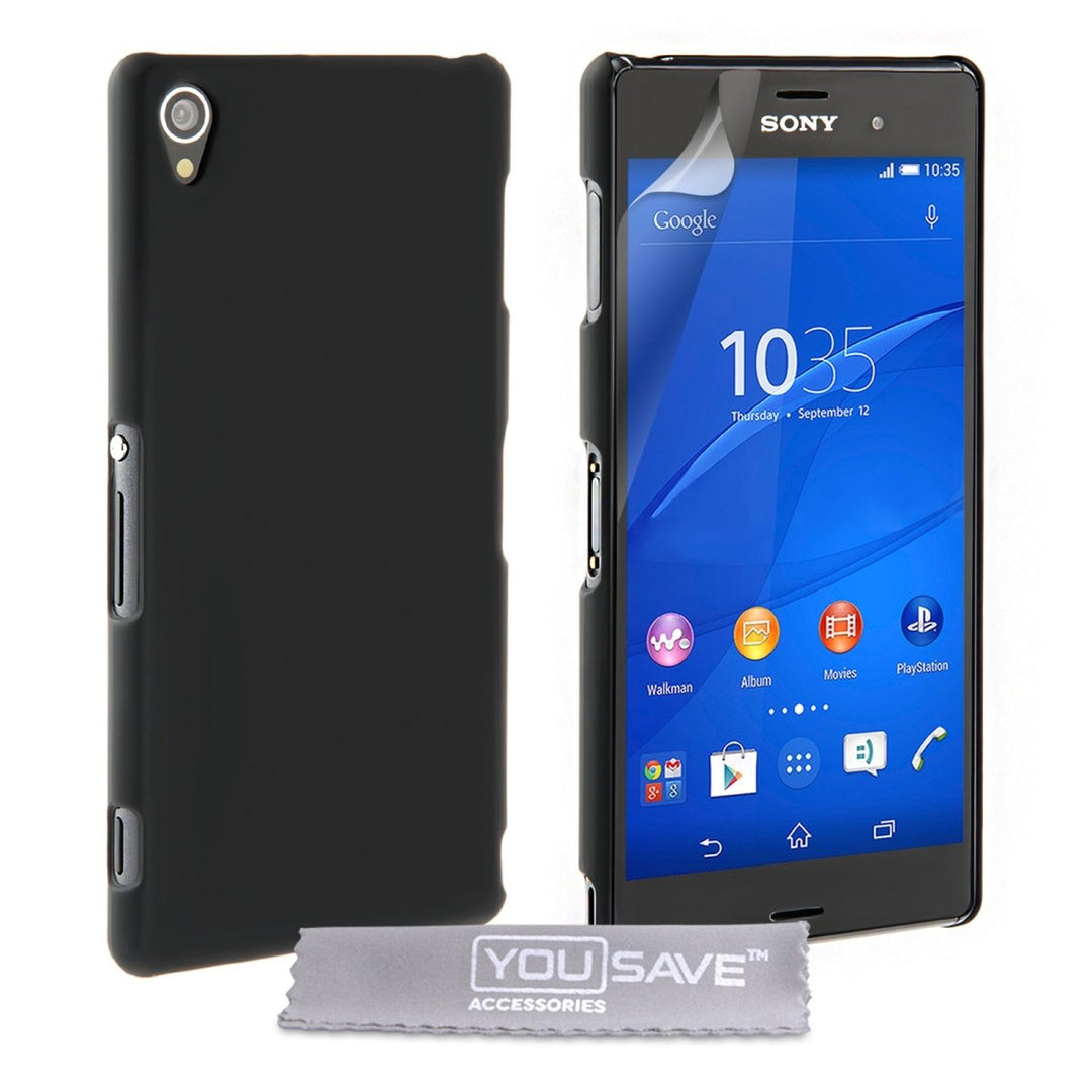 Yousave Accessories Sony Xperia Z3 Hard Hybrid Case - Black - Mobile Madhouse