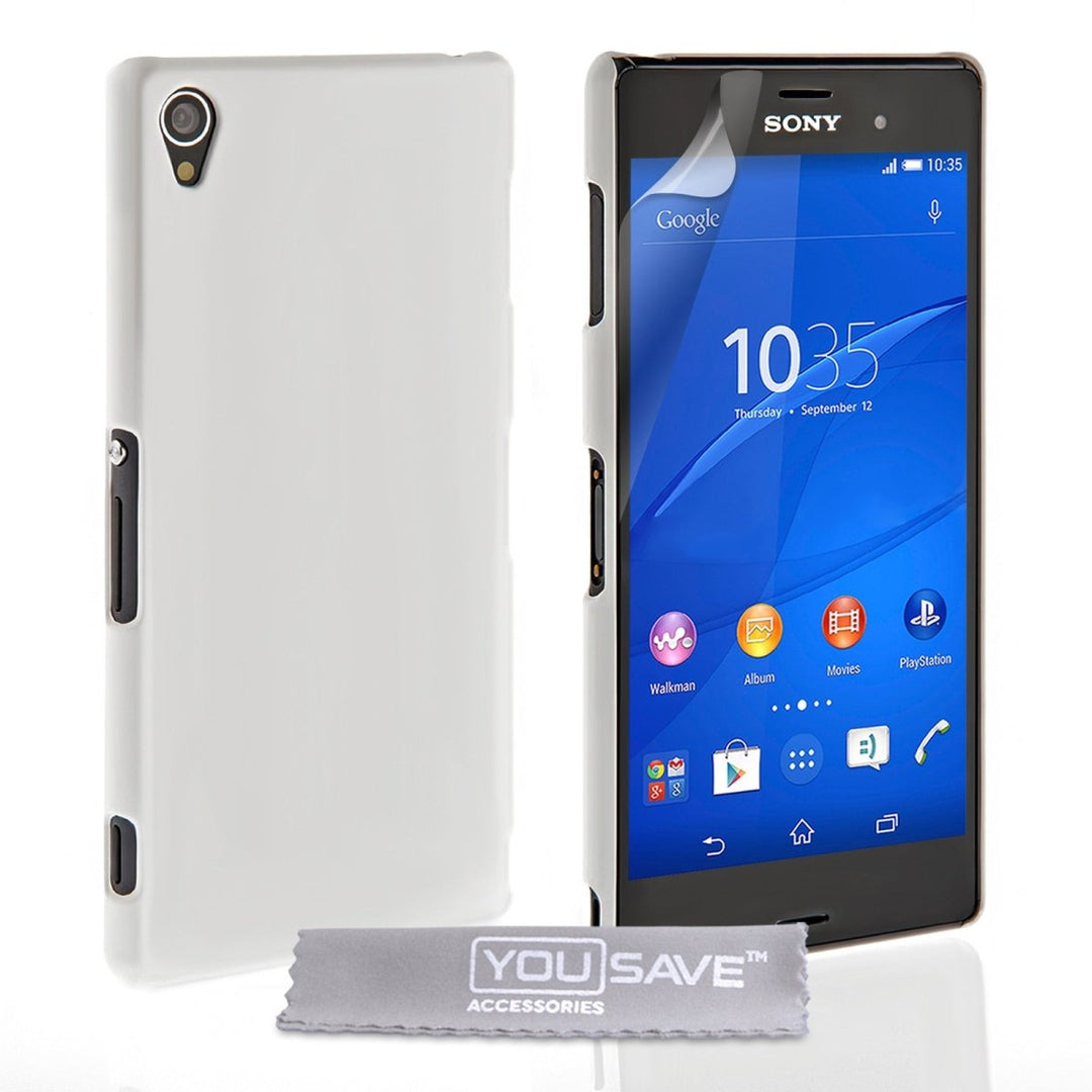 Yousave Accessories Sony Xperia Z3 Hard Hybrid Case - White - Mobile Madhouse