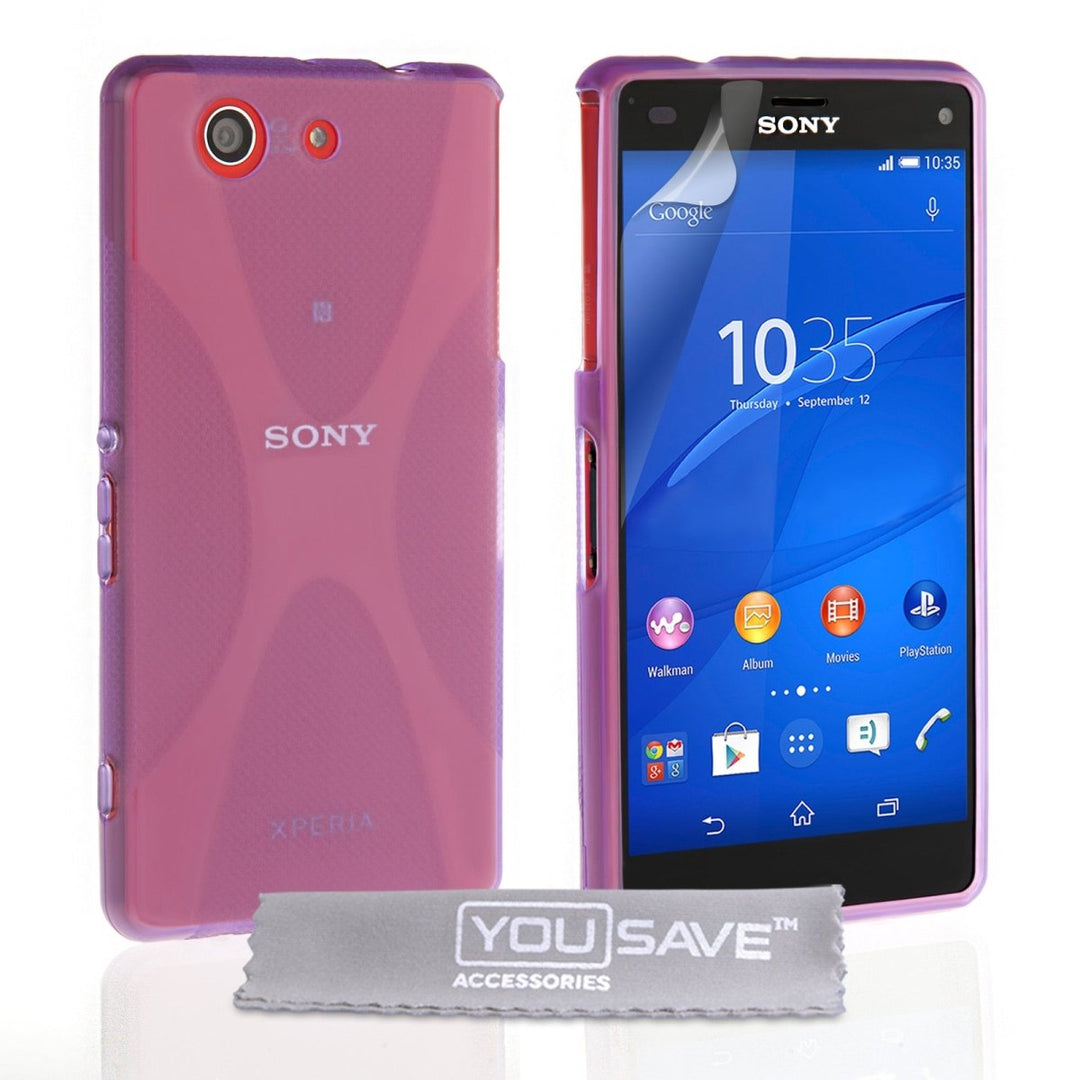 Yousave Accessories Sony Xperia Z3 Compact Silicone Gel X - Line Case - Purple - Mobile Madhouse