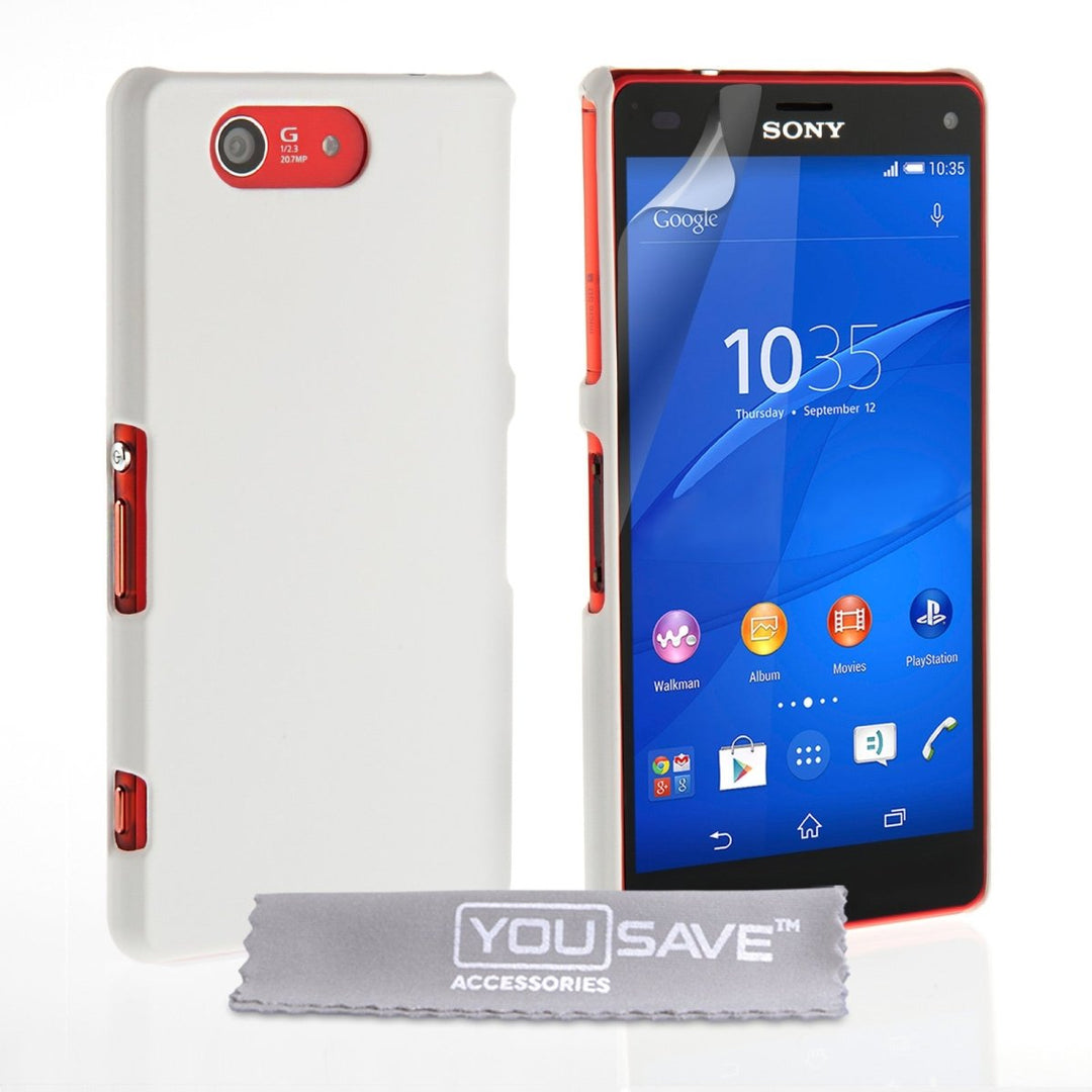 Yousave Accessories Sony Xperia Z3 Compact Hard Hybrid Case - White - Mobile Madhouse