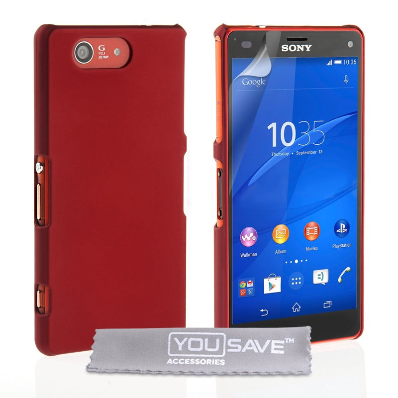 Yousave Accessories Sony Xperia Z3 Compact Hard Hybrid Case - Red - Mobile Madhouse