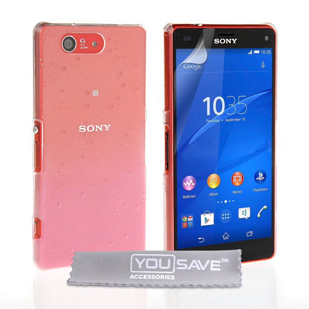 Yousave Accessories Sony Xperia Z3 Compact Raindrop Hard Case - Baby Pink - Clear - Mobile Madhouse