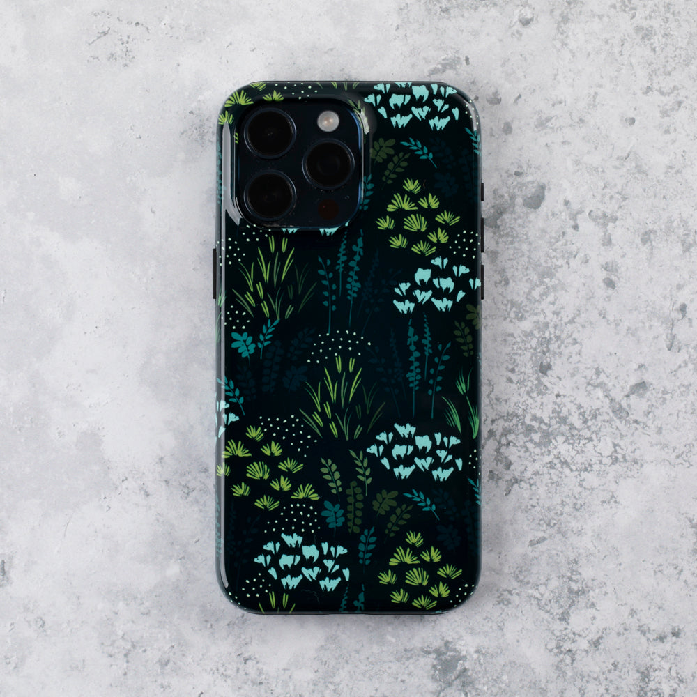 Forest Green Floral Tough Phone Case  iPhone 17 Pro