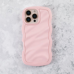 Blush Pink Wavy iPhone 15 Pro Max Case – Glossy & Shockproof