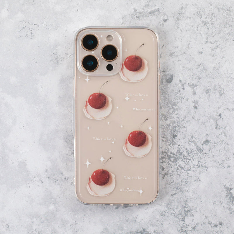 Falling Cherry Clear iPhone 17 Pro Max Case