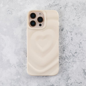 Ivory White Ripple Heart iPhone 16 Pro Max Case