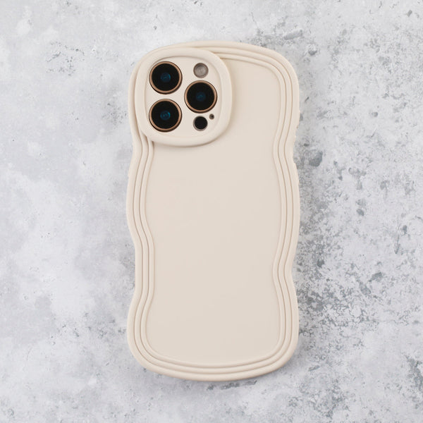 Ivory White Wavy iPhone 17 Pro Case Matte & Shockproof