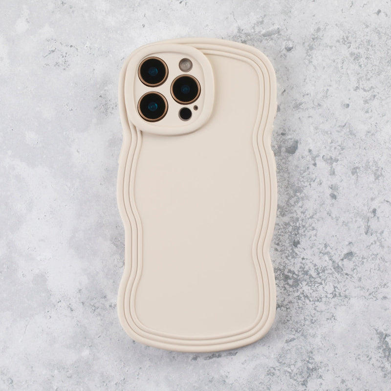 Ivory White Wavy iPhone 17 Pro Case Matte & Shockproof