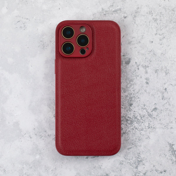 Mulberry Red Vegan Leather iPhone 17 Pro Max Case