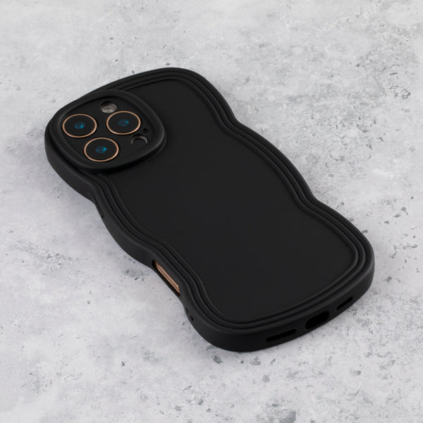 Jet Black Wavy iPhone 17 Pro Max Case Matte & Shockproof - alternate view