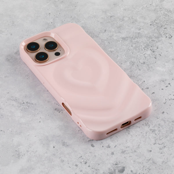 Blush Pink Ripple Heart iPhone 16 Pro Case - alternate view