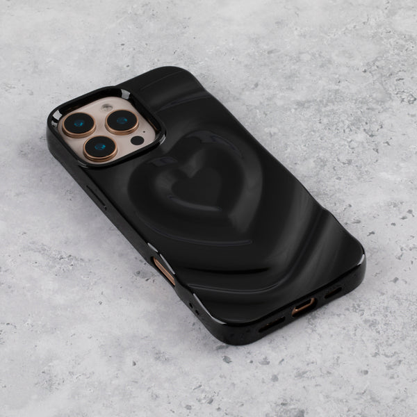 Black Ripple Heart iPhone 16 Pro Case - alternate view