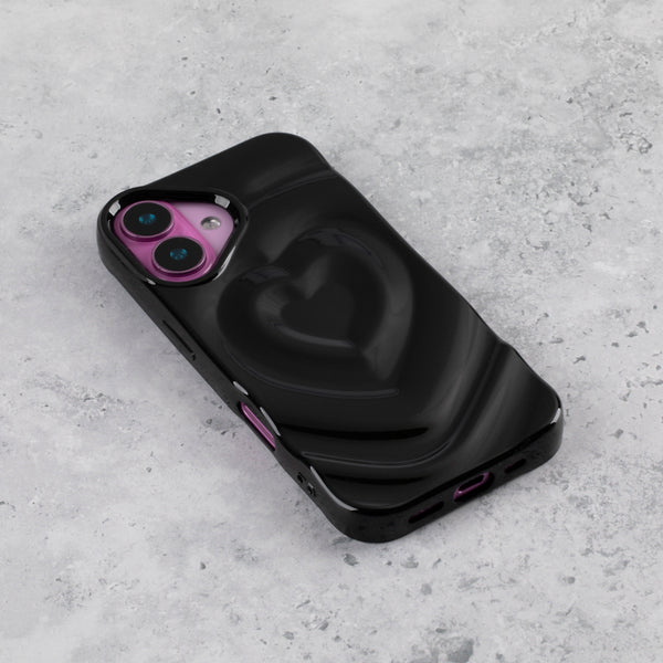 Black Ripple Heart iPhone 16 Case - alternate view