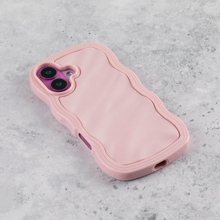 Blush Pink Wavy iPhone 15 Case – Glossy & Shockproof
