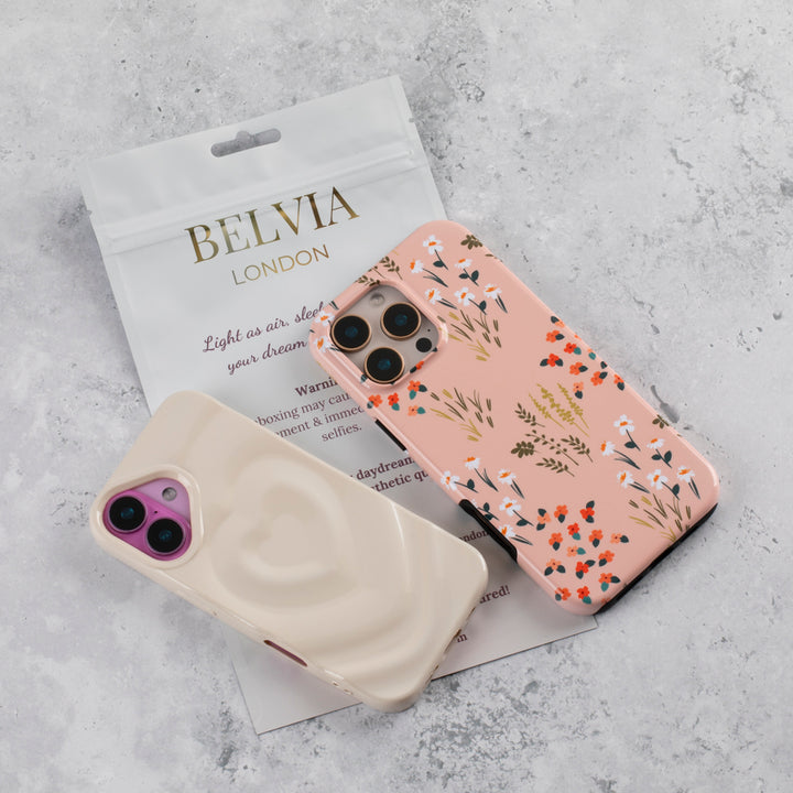 Blush Pink Wavy iPhone 16 Case – Glossy & Shockproof