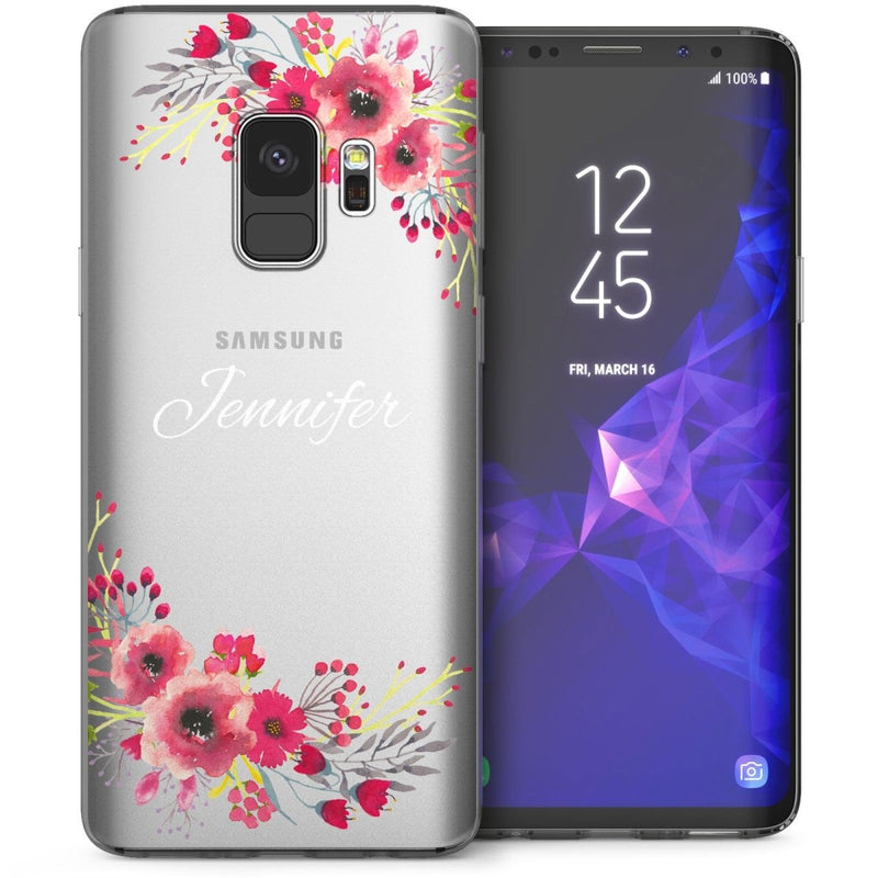 Samsung Galaxy S9 Floral Personalised TPU Gel Case - Clear - Mobile Madhouse