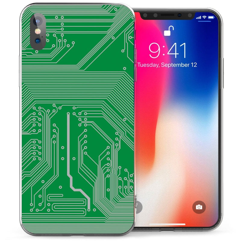 iPhone X Circuit Board TPU Gel Case - Green - Mobile Madhouse