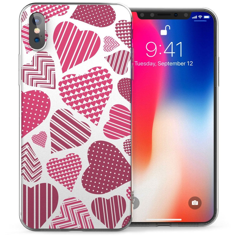 iPhone X Abstract Heart Collage TPU Gel Case - Pink - Mobile Madhouse