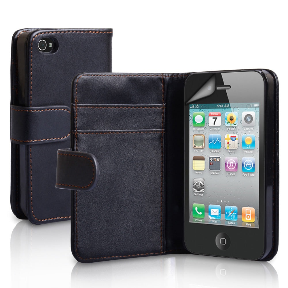 YouSave Accessories iPhone 4 / 4S Leather Effect Wallet Case - Black