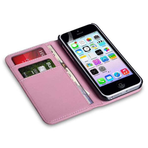YouSave Accessories iPhone 5C Leather Effect Wallet - Baby Pink