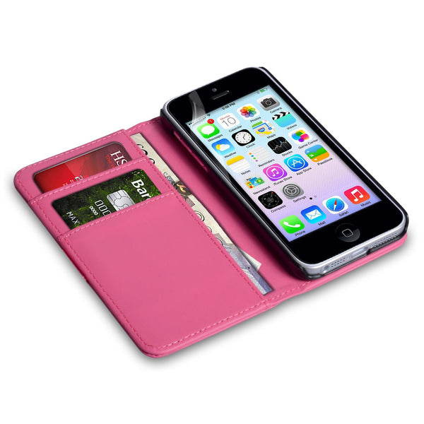 YouSave Accessories iPhone 5C Leather Effect Wallet - Hot Pink