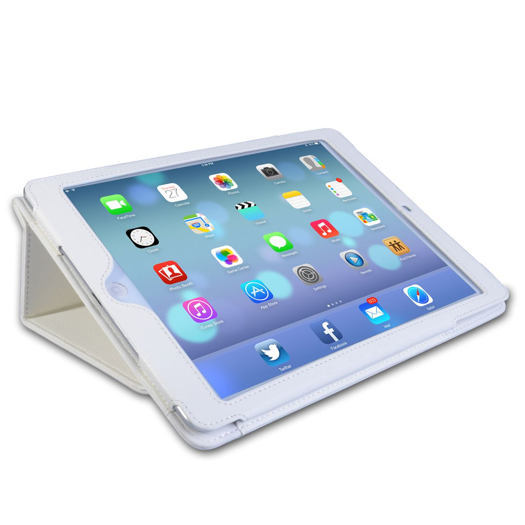 Caseflex iPad Air Textured Faux Leather Stand Case - White