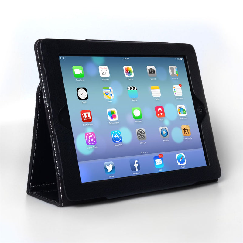 Caseflex iPad Air Textured Faux Leather Stand Cover - Black
