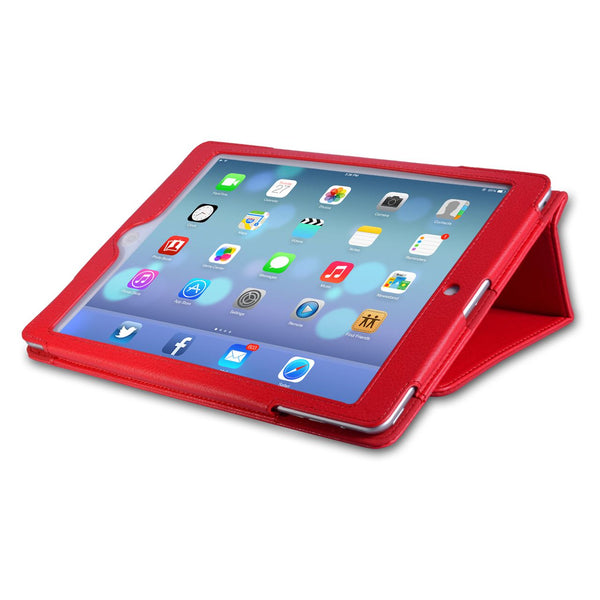 Caseflex iPad Air Textured Faux Leather Stand Cover - Red