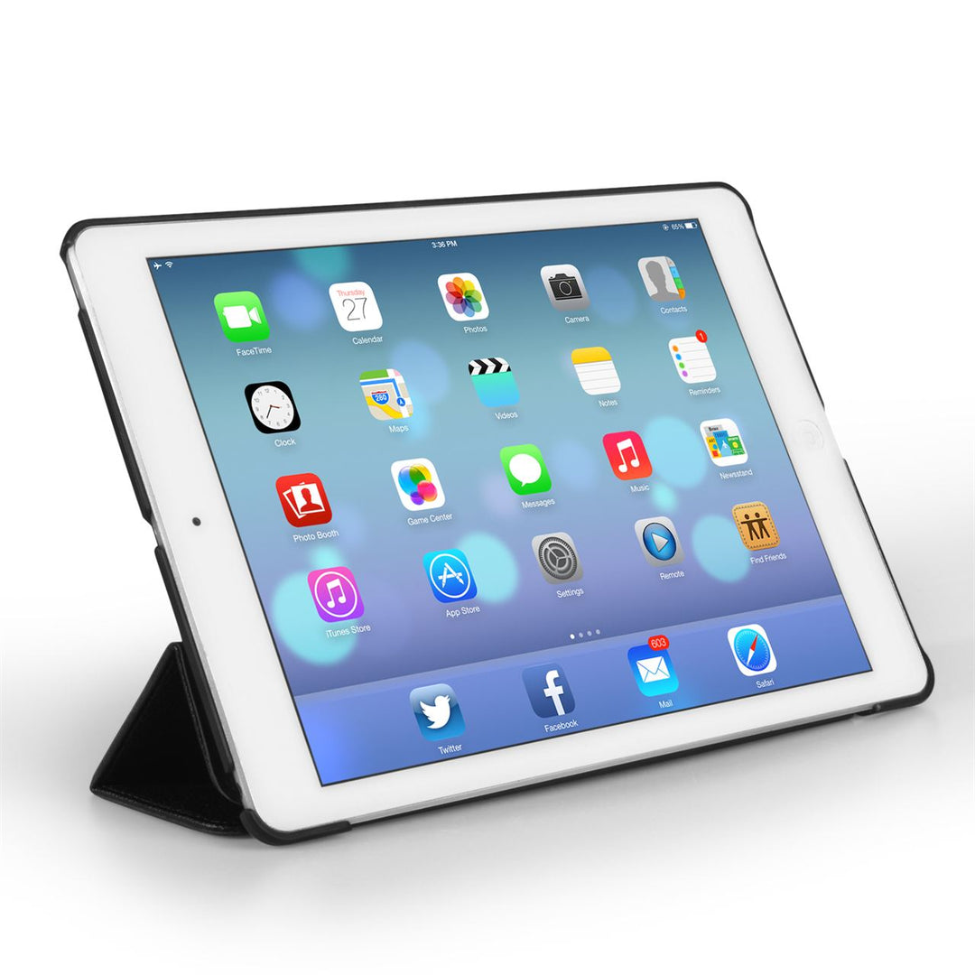 Caseflex iPad Air Textured Faux Leather Hardshell Stand Cover - Black