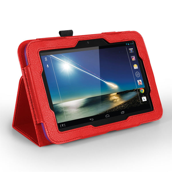 Caseflex Hudl 7 Textured Faux Leather Stand Case - Red