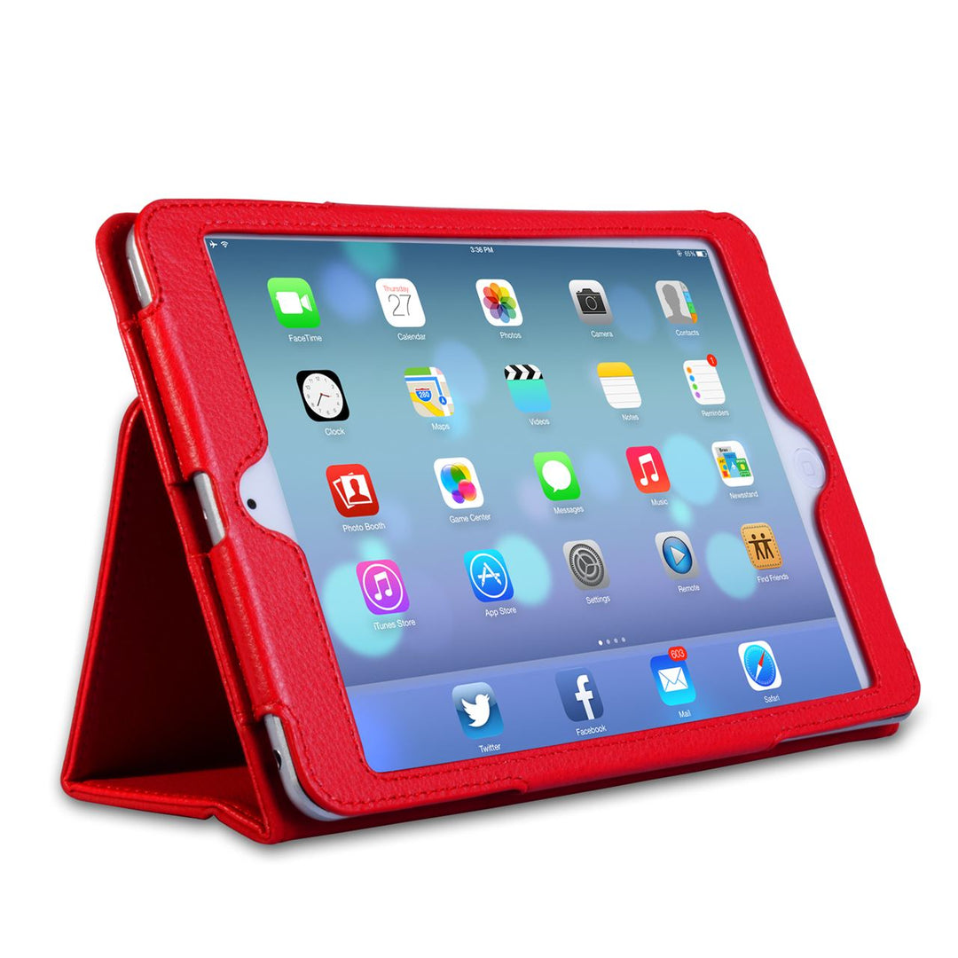 Caseflex iPad Mini 2 Textured Faux Leather Stand Case - Red