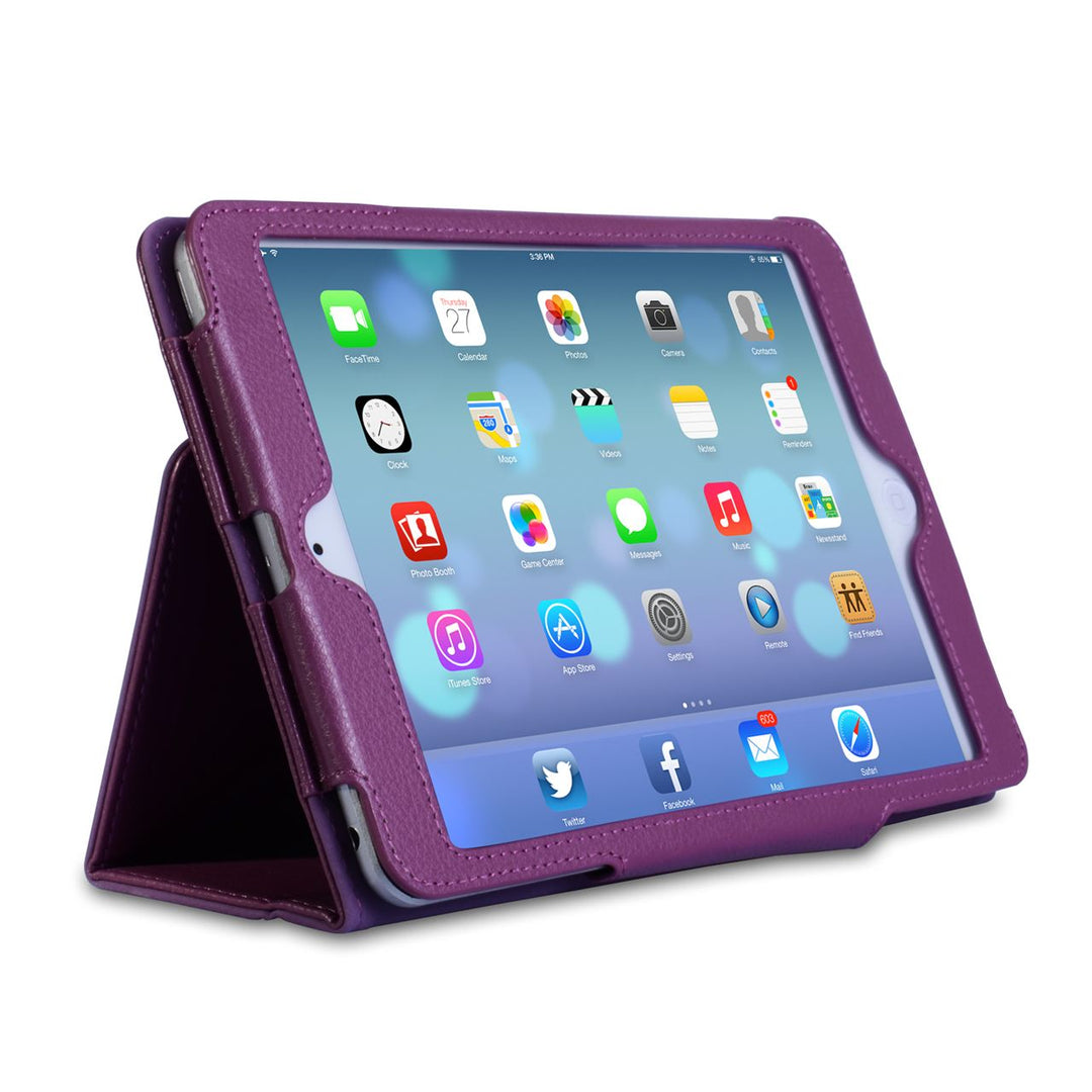 Caseflex iPad Mini 2 Textured Faux Leather Stand Case - Purple