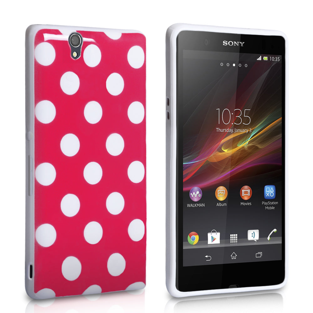 YouSave Accessories Sony Xperia Z Hot Pink Polka Dot Silicone Case