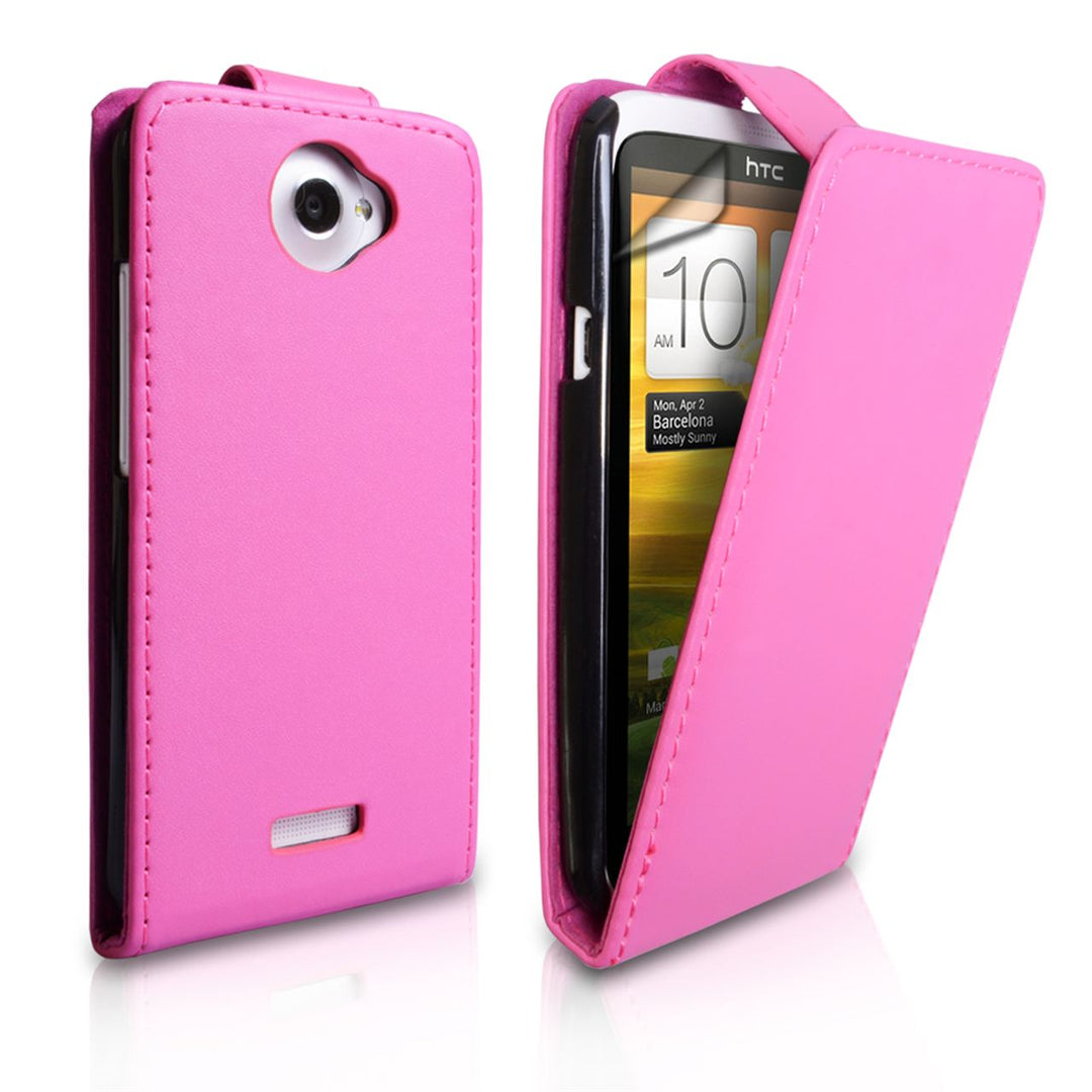 YouSave Accessories HTC One X Leather-Effect Flip Case - Hot Pink