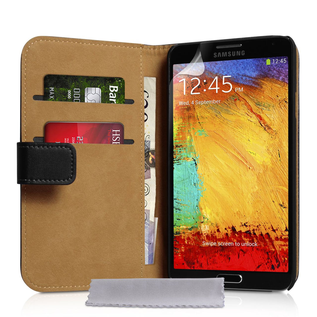Caseflex Samsung Galaxy Note 3 Real Leather Wallet Case - Black