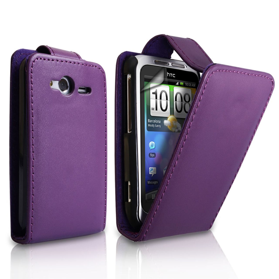 YouSave Accessories HTC Wildfire S Leather-Effect Flip Case - Purple