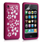 YouSave Accessories iPhone 3G / 3GS Floral Silicone Case - Dark Pink