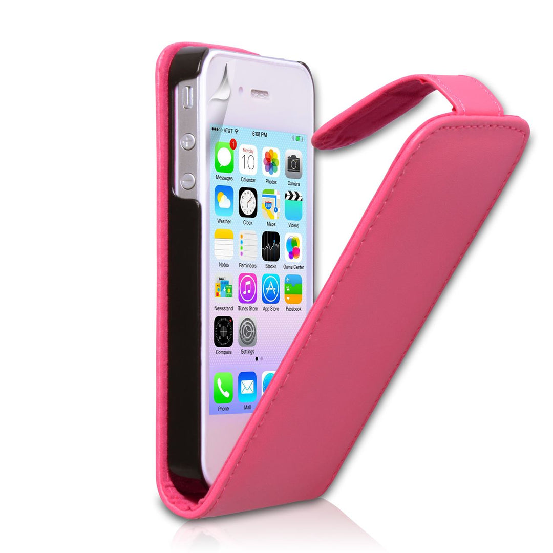 YouSave Accessories iPhone 4 / 4S Leather Effect Flip Case - Hot Pink
