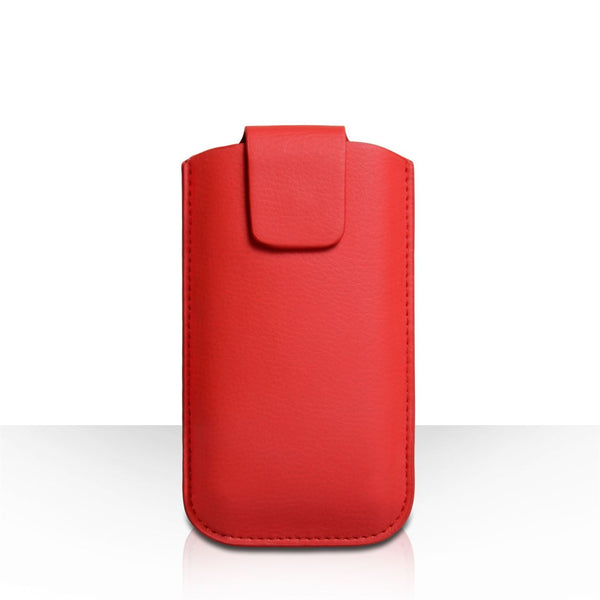 Caseflex Medium Textured Faux Leather Phone Pouch - Red
