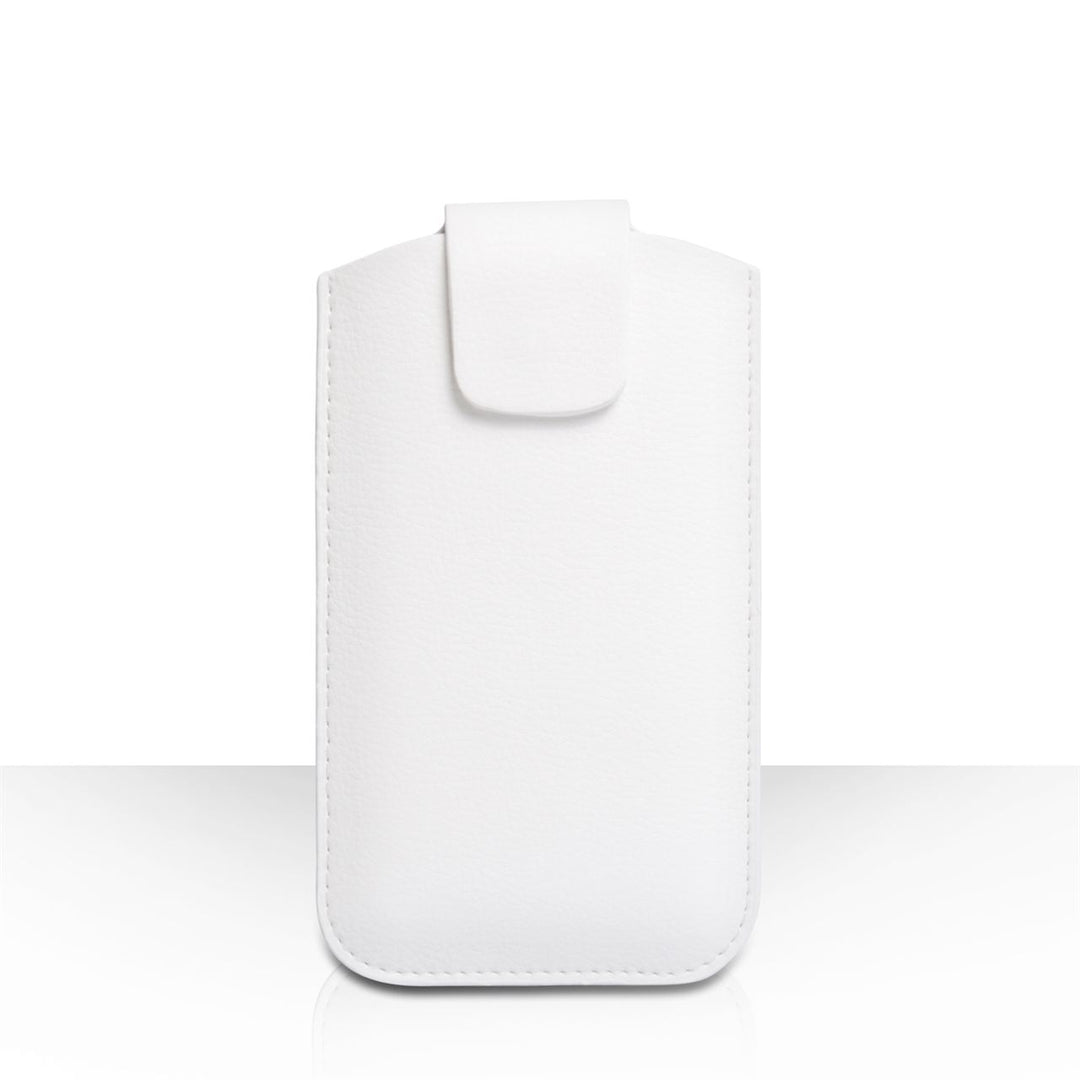 Caseflex Large Textured Faux Leather Phone Pouch - White