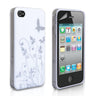 Yousave Accessories Iphone 4 And 4s Floral Butterfly Hard Case - White-Silver
