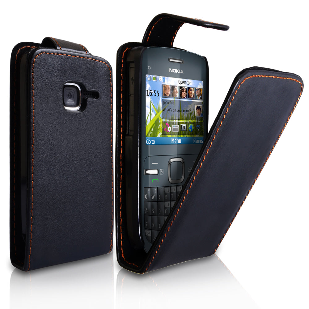 YouSave Accessories Nokia C3 Black Leather Effect Flip Case